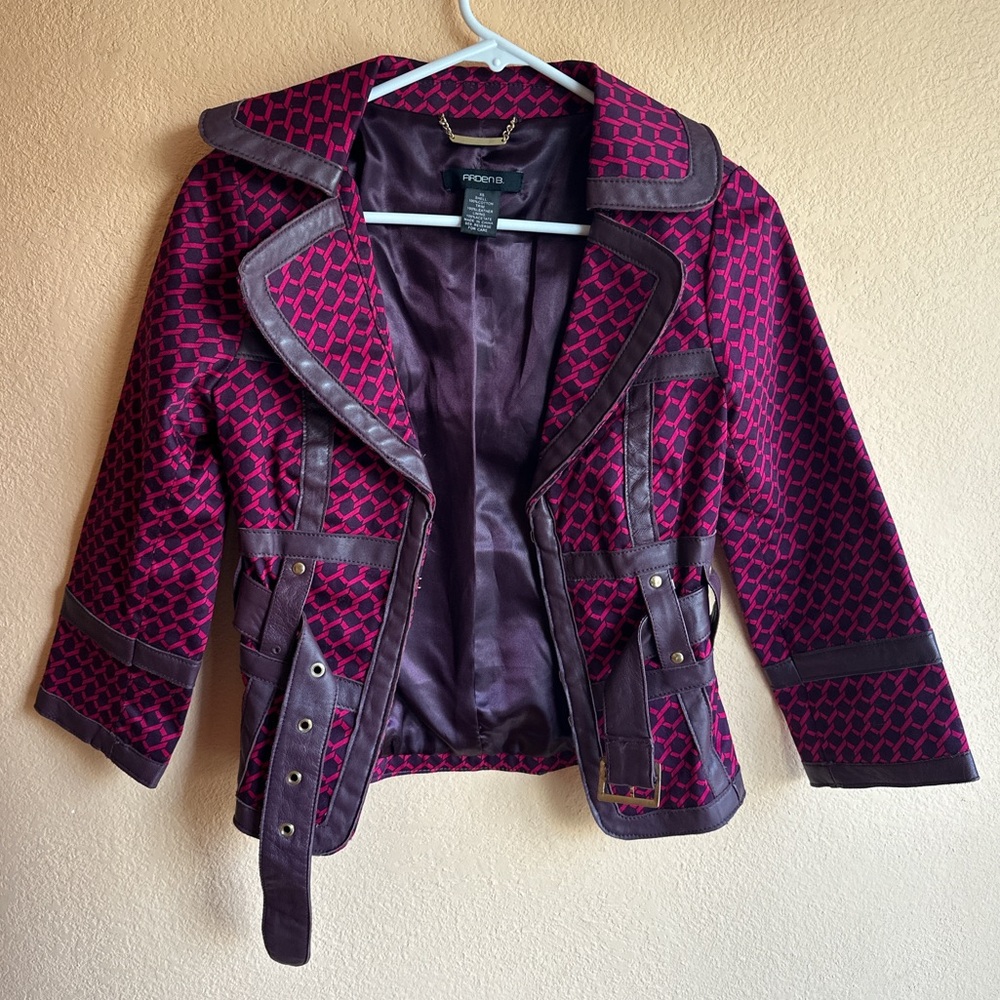 Y2K Arden B Pink and Violet Leather Trim Jacket XS